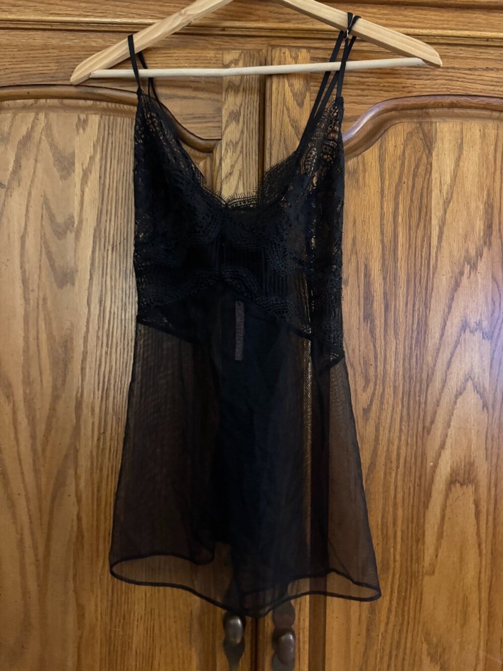 Victoria's Secret Black Lace & Mesh Chemise